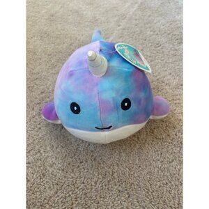 NWT Squishmallows Hallie‎ Narwhal Plush Toy Pastel Tie-Dye Colors Cute & Cuddly